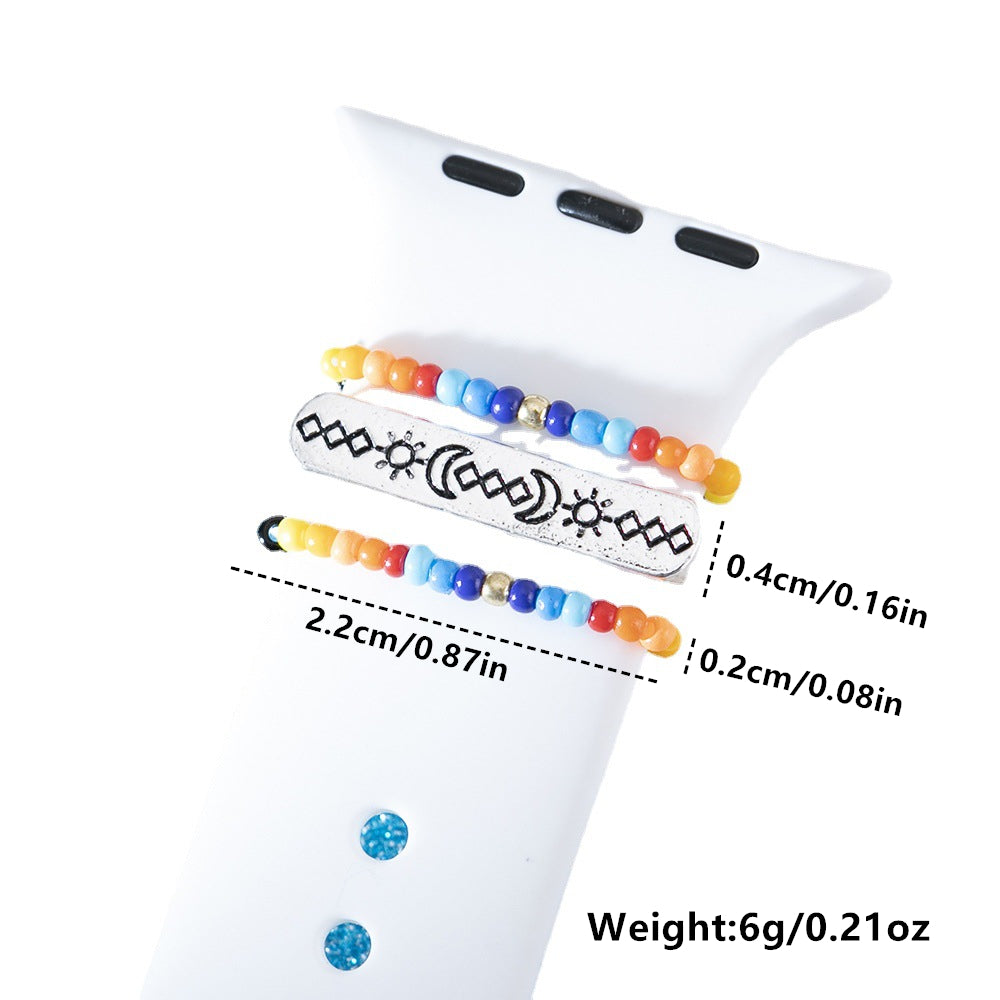 3pcs Silicone Watch With Bohemian Style Ring