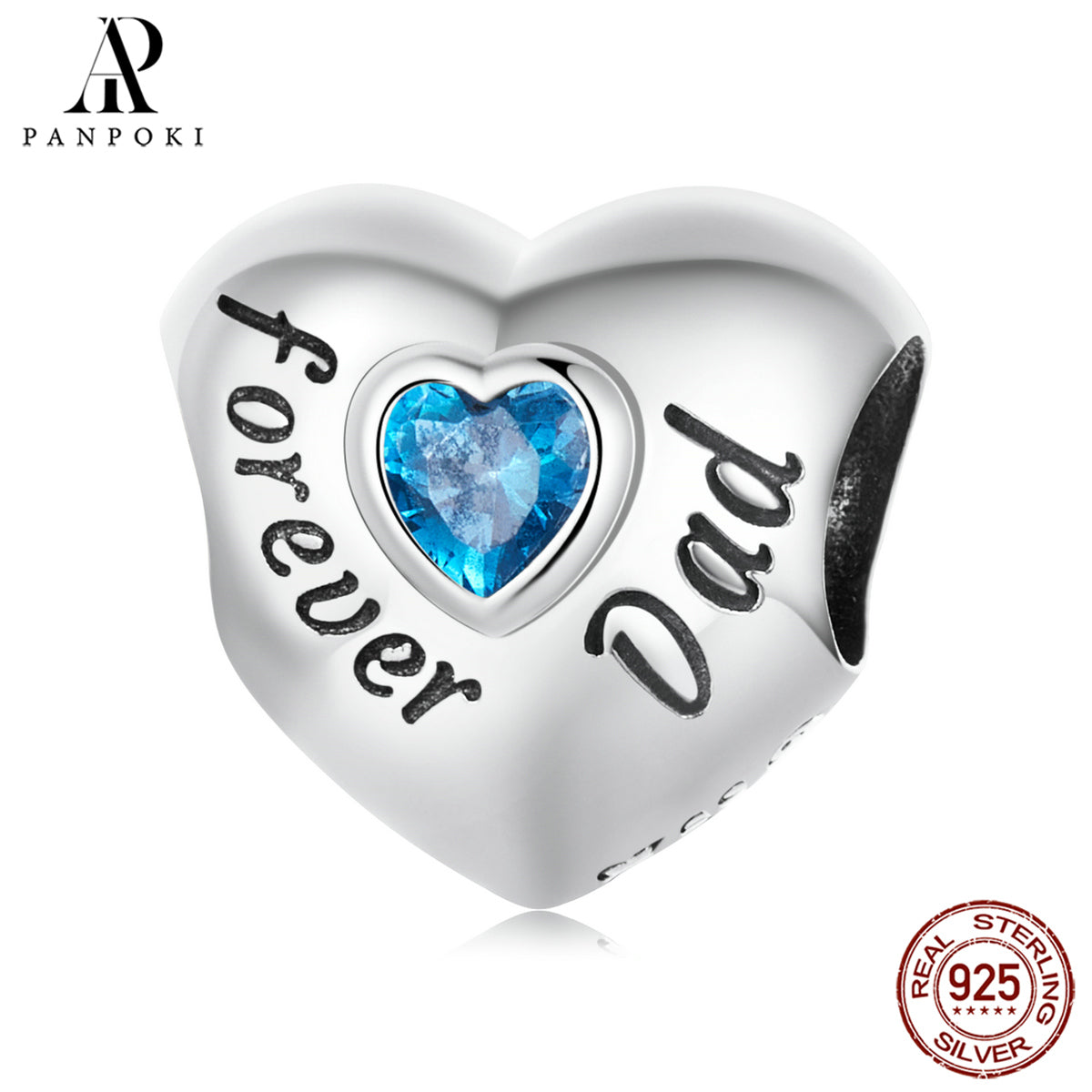S925 Sterling Silver Heart Crystal Beads for DIY Jewelry