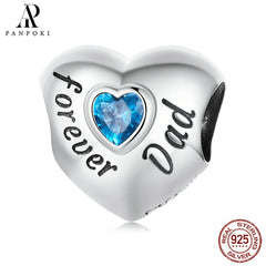 S925 Sterling Silver Heart Crystal Beads for DIY Jewelry