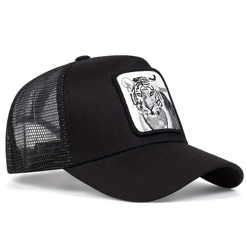 Tiger Embroidery Patch Baseball Cap Unisex Mesh Trucker Hat