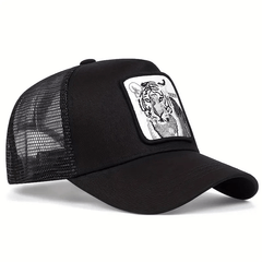 Tiger Embroidery Patch Baseball Cap Unisex Mesh Trucker Hat