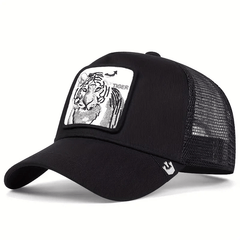 Tiger Embroidery Patch Baseball Cap Unisex Mesh Trucker Hat