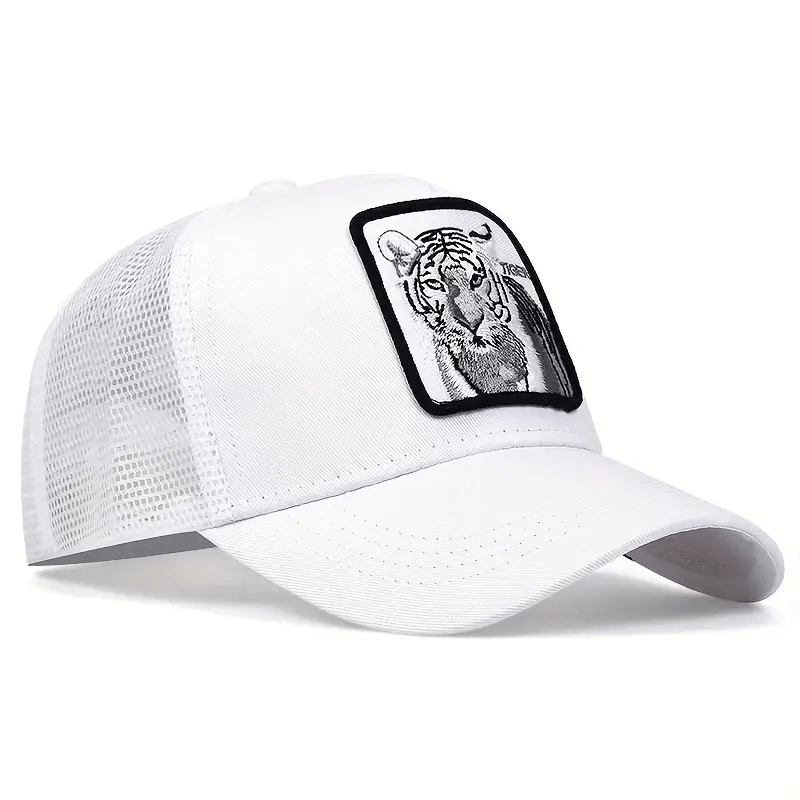 Tiger Embroidery Patch Baseball Cap Unisex Mesh Trucker Hat
