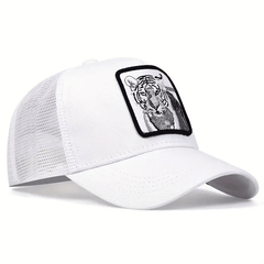 Tiger Embroidery Patch Baseball Cap Unisex Mesh Trucker Hat