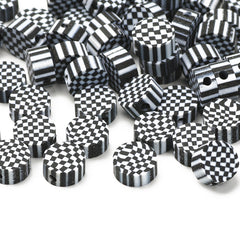100pcs 10mm Checkerboard Pattern Beads Polymer Clay Loose Spacer Beads