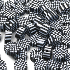 100pcs 10mm Checkerboard Pattern Beads Polymer Clay Loose Spacer Beads