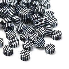 100pcs 10mm Checkerboard Pattern Beads Polymer Clay Loose Spacer Beads