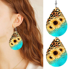 Bohemian Sunflower PU Leather Earrings for Women