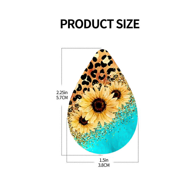 Bohemian Sunflower PU Leather Earrings for Women