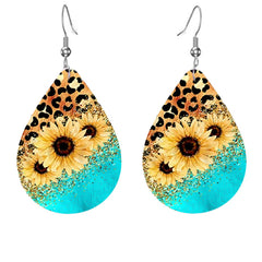 Bohemian Sunflower PU Leather Earrings for Women