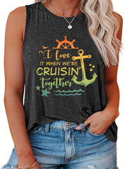  Slogan Graphic Print Tank Top