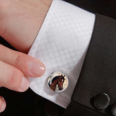 Horse Head Cufflinks for Men, Zinc Alloy Horse Suit Cufflinks