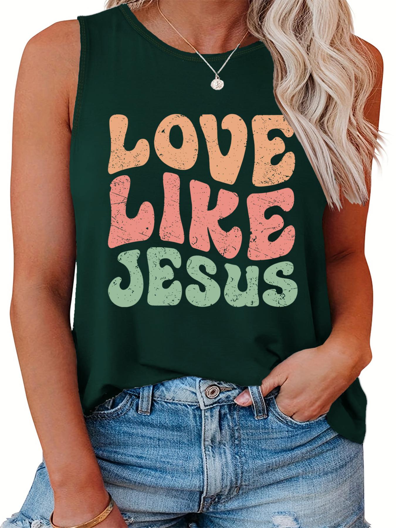  Colorful Letter Print Tank Top Round Neck