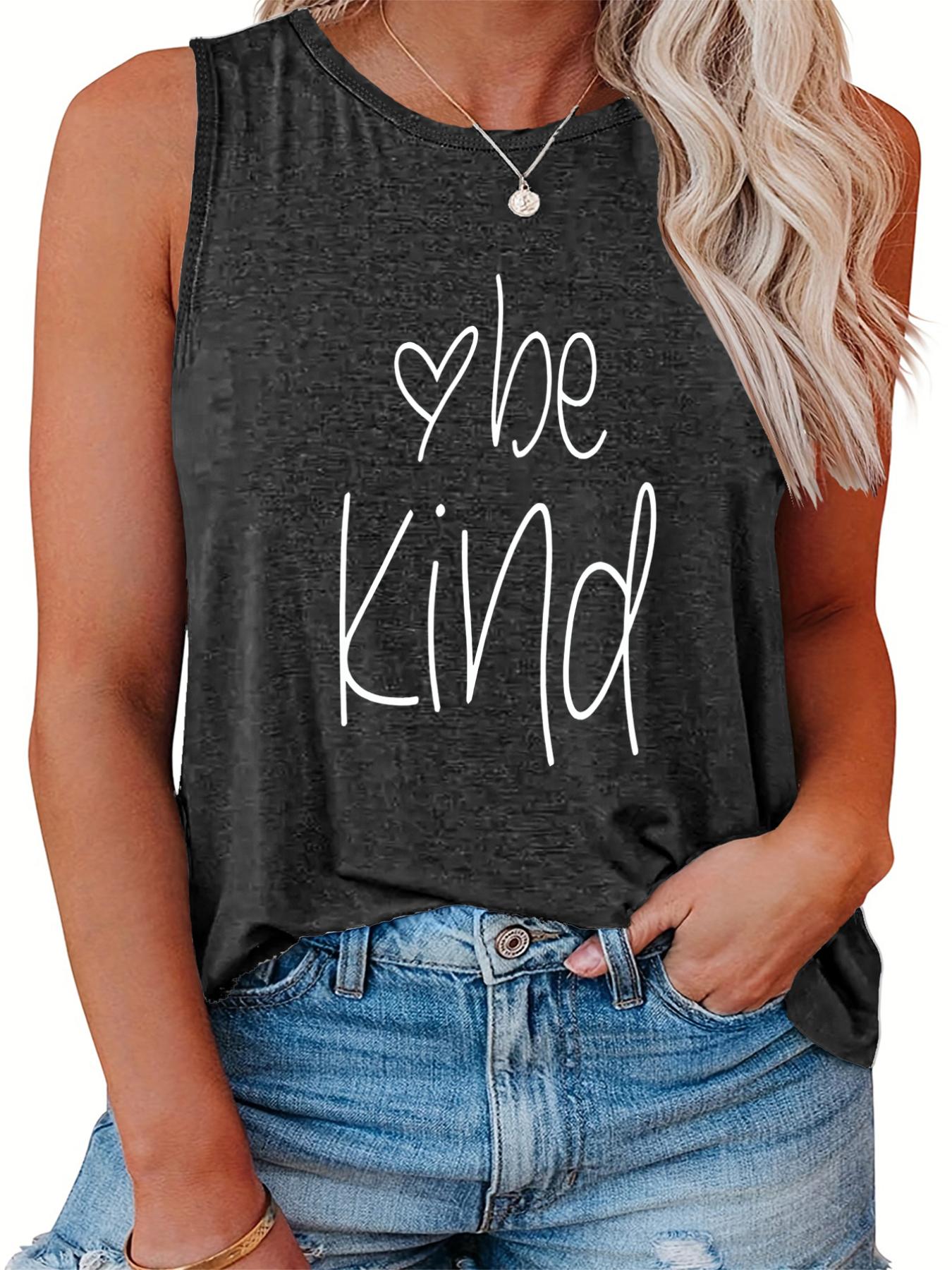 Heart & Letter Print Round Neck Tank Top