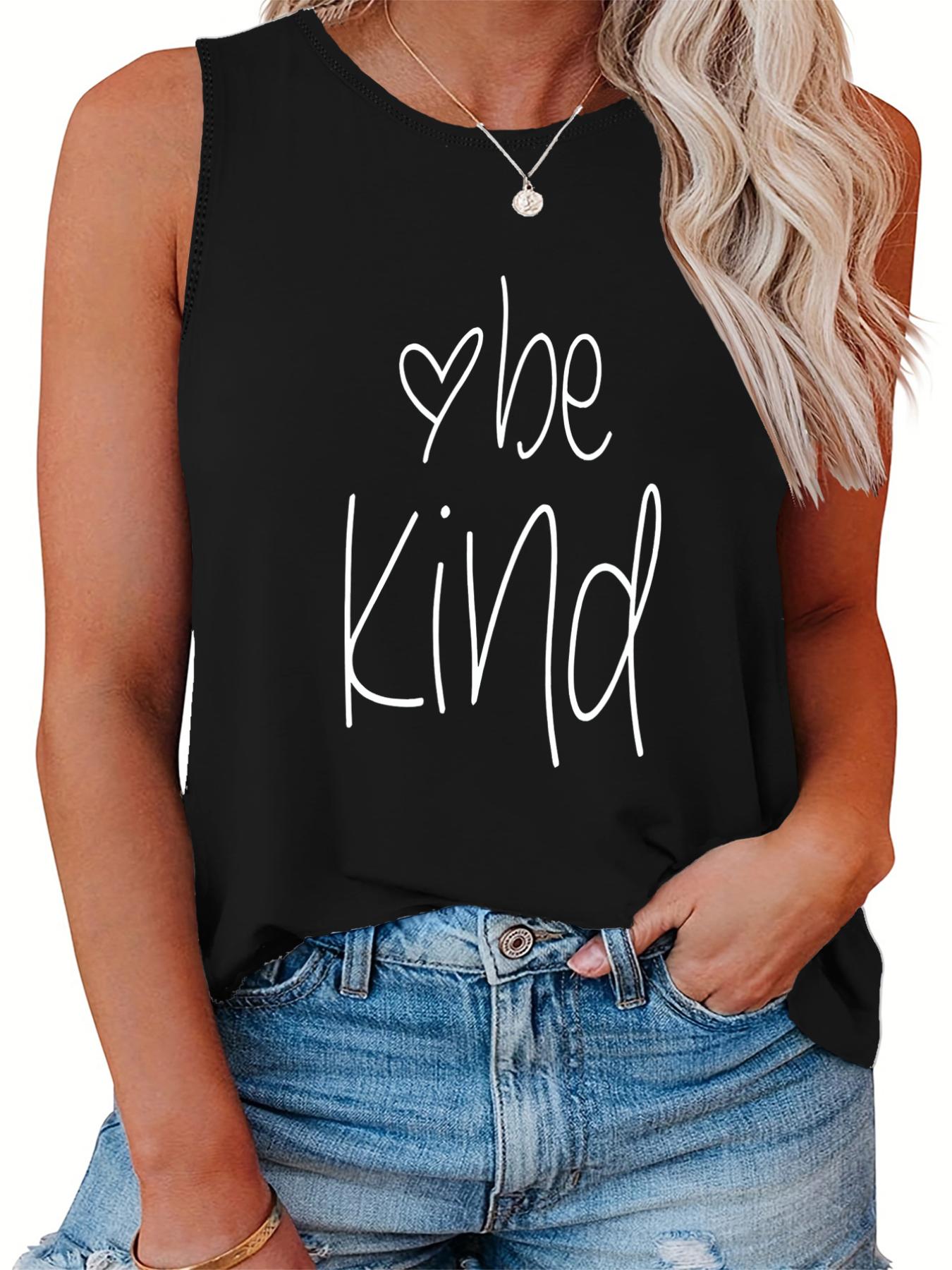  Heart & Letter Print Round Neck Tank Top