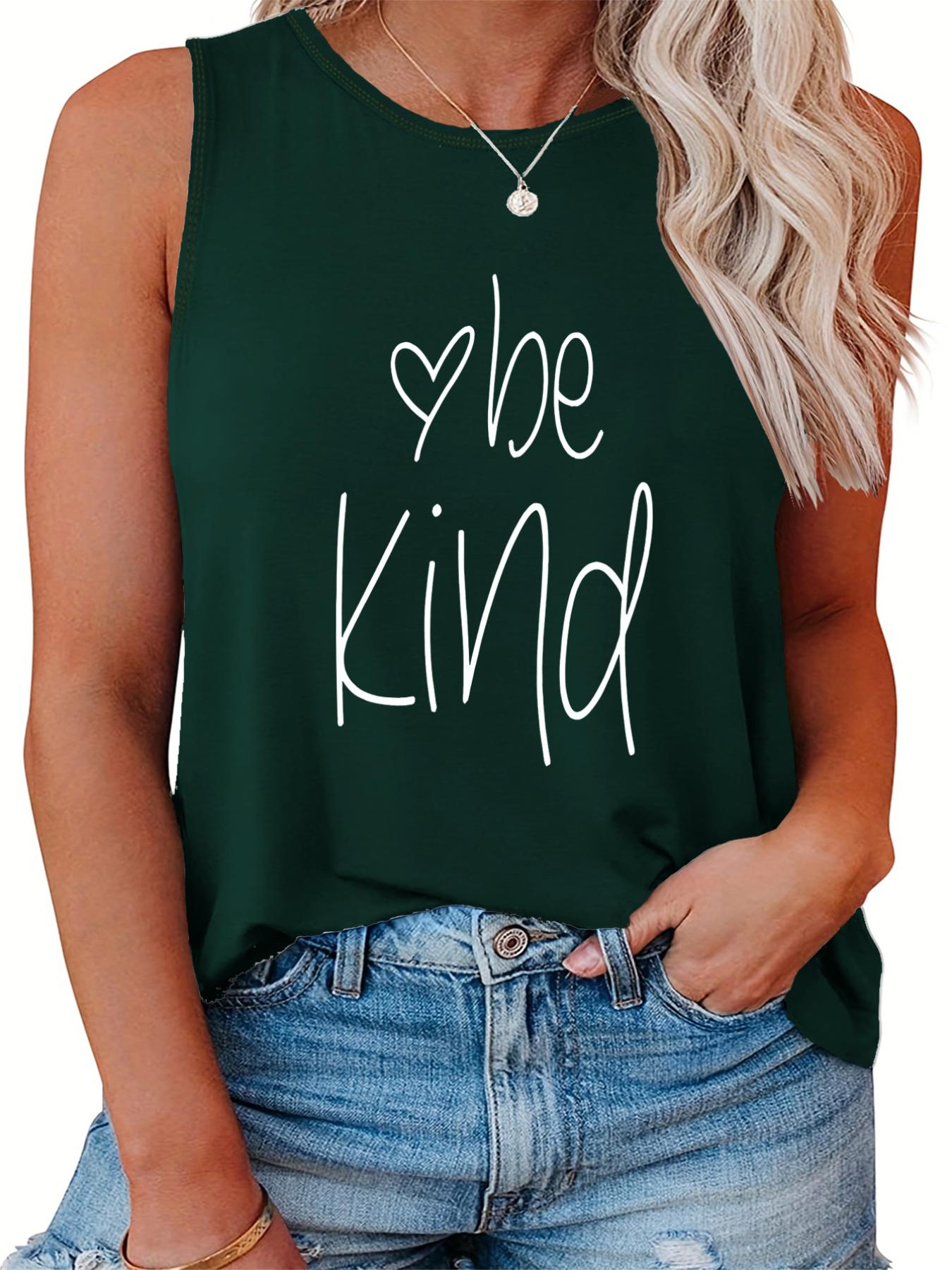  Heart & Letter Print Round Neck Tank Top