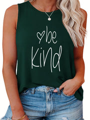  Heart & Letter Print Round Neck Tank Top