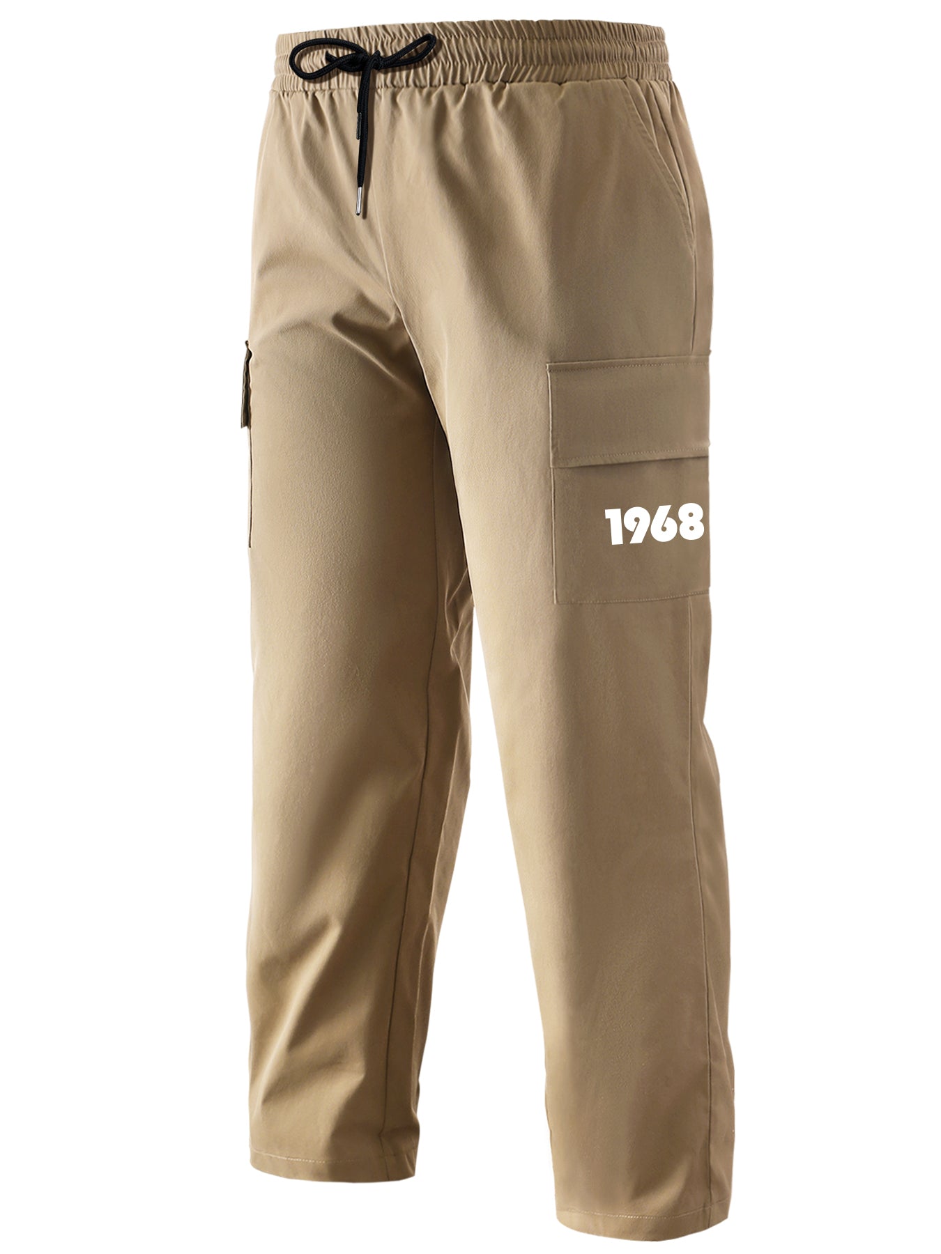 California Print Straight Leg Cargo Pants Men's Work Pants