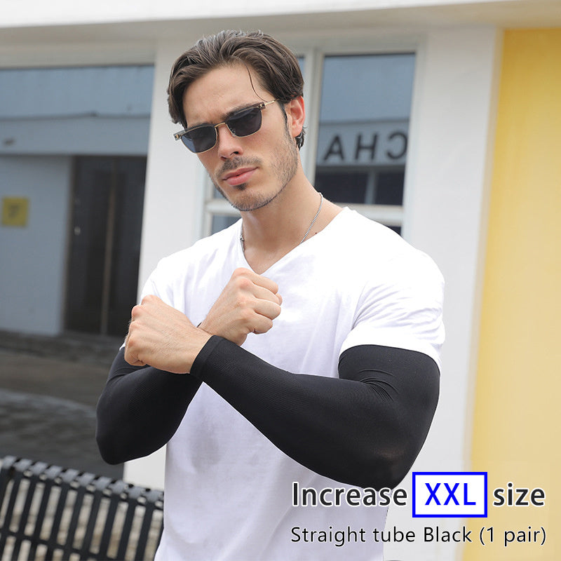 Car Sunscreen Ice Silk Cuffs Men's Arm Protection Thin Style Gloves