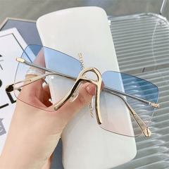 Square Rimless Sunglasses Gradient UV400 Sun Shades Glasses
