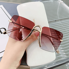 Square Rimless Sunglasses Gradient UV400 Sun Shades Glasses