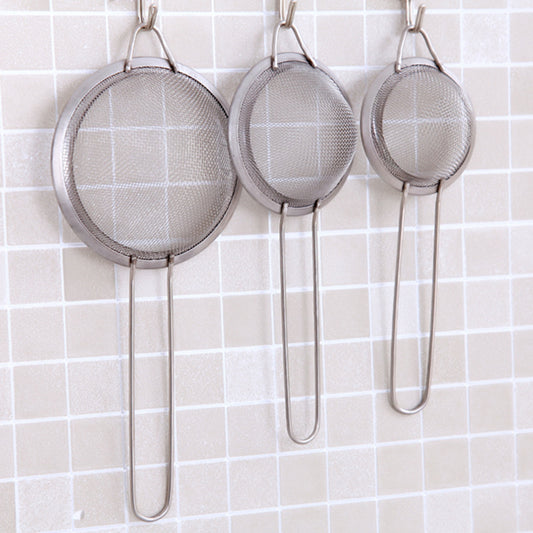 Stainless Steel Mesh Filter Set 3 Sizes Strong Handles & Hooks