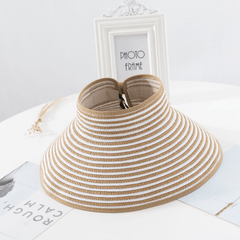 Bowknot Ponytail Sun Visor Hat Wide Brim UV Protection Straw Sun Hats