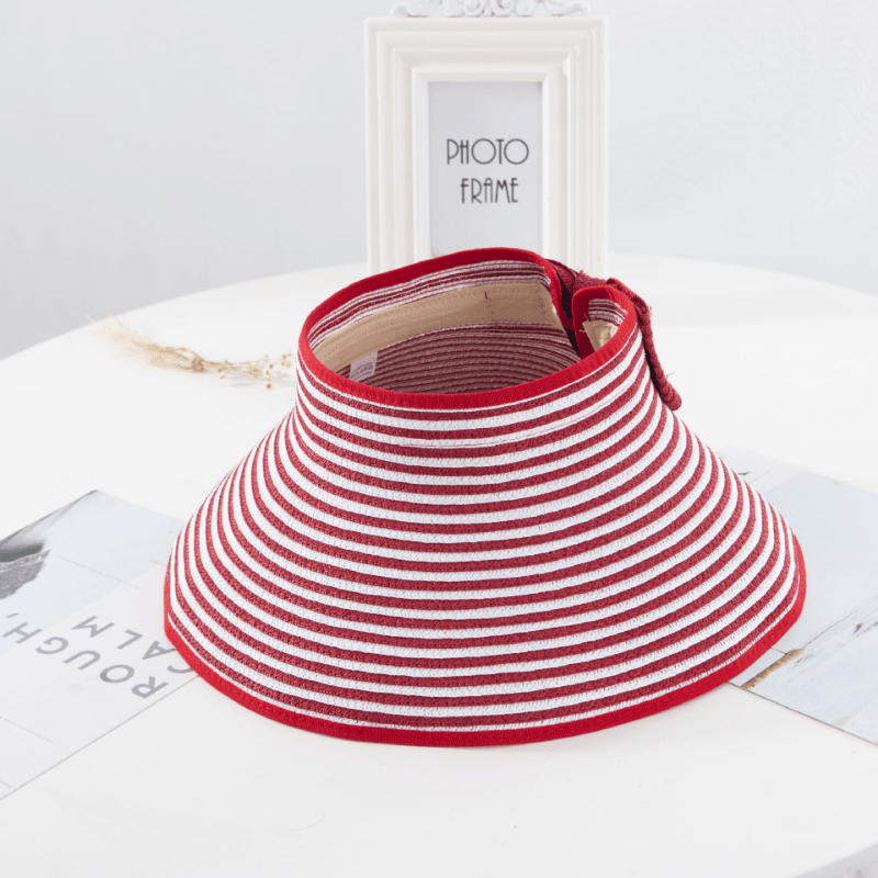 Bowknot Ponytail Sun Visor Hat Wide Brim UV Protection Straw Sun Hats
