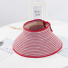Bowknot Ponytail Sun Visor Hat Wide Brim UV Protection Straw Sun Hats