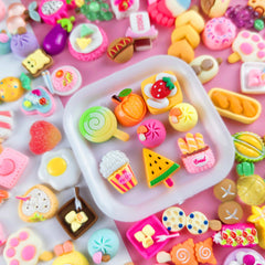 20pcs DIY Crafts Kit Play Home Simulation Food Cake Hair Clip Resin Ornaments