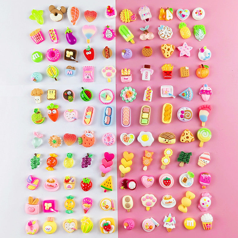 20pcs DIY Crafts Kit Play Home Simulation Food Cake Hair Clip Resin Ornaments