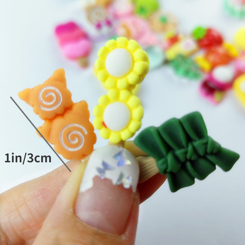 20pcs DIY Crafts Kit Play Home Simulation Food Cake Hair Clip Resin Ornaments