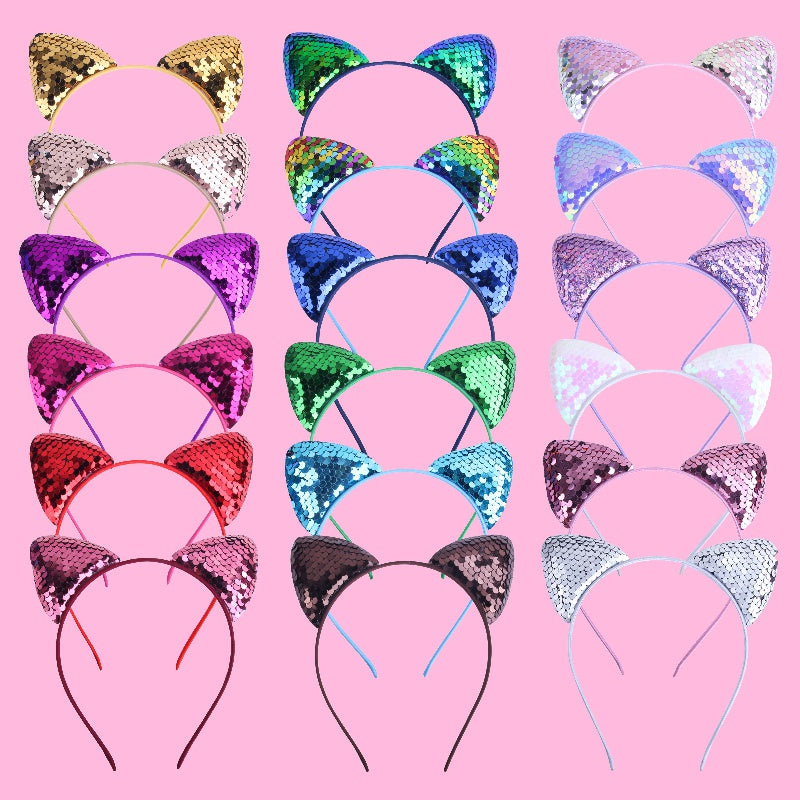 Sequined Cat Ears Hair Hoop Head Accessory for Girls