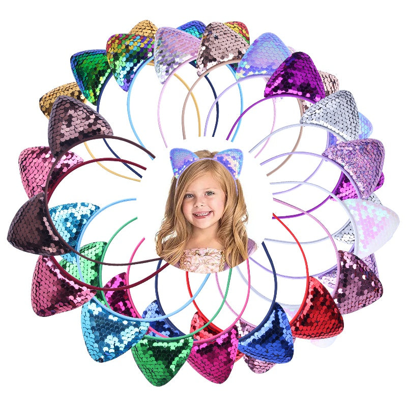 Sequined Cat Ears Hair Hoop Head Accessory for Girls