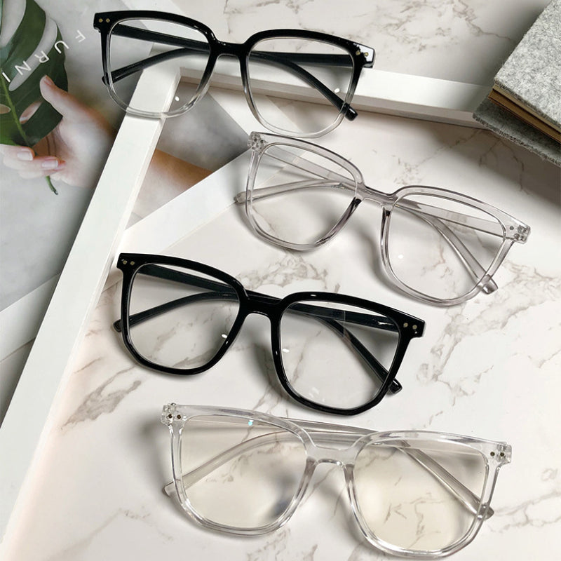 2 Pairs Jelly Square Clear Lens Computer Glasses