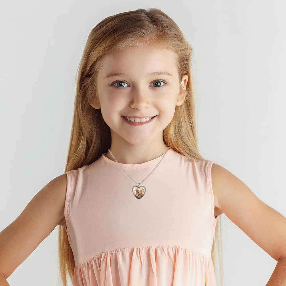 Sloth Heart Pendant Necklace Kids Gift Accessories