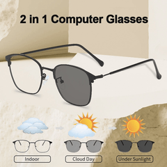 Men's Vintage Alloy Sunglasses Photochromic Lenses Anti Glasses