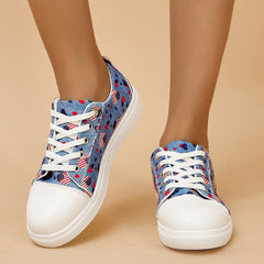 Heart Flag Canvas Shoes Women's Casual Lace Up Sneakers Lightweight