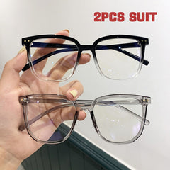 2pcs Light Blocking Glasses Clear Lens Anti Eyestrain Computer Gaming Glasses