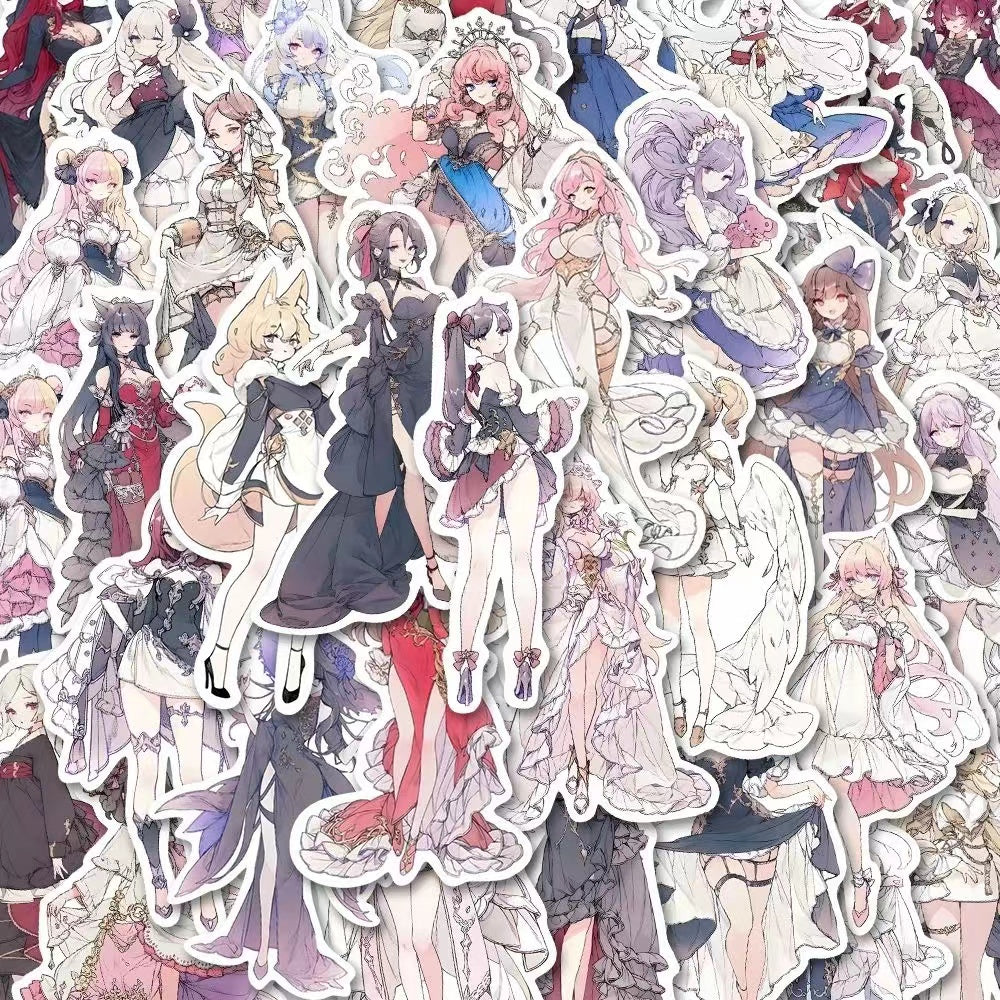 54pcs Anime Girl Album Stickers DIY Computer Washi Scrapbooking Stickers