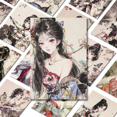 54pcs Ink Painting Girl Stickers for Scrapbooking Arts & Crafts
