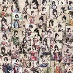 54pcs Ink Painting Girl Stickers for Scrapbooking Arts & Crafts