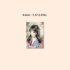 54pcs Ink Painting Girl Stickers for Scrapbooking Arts & Crafts