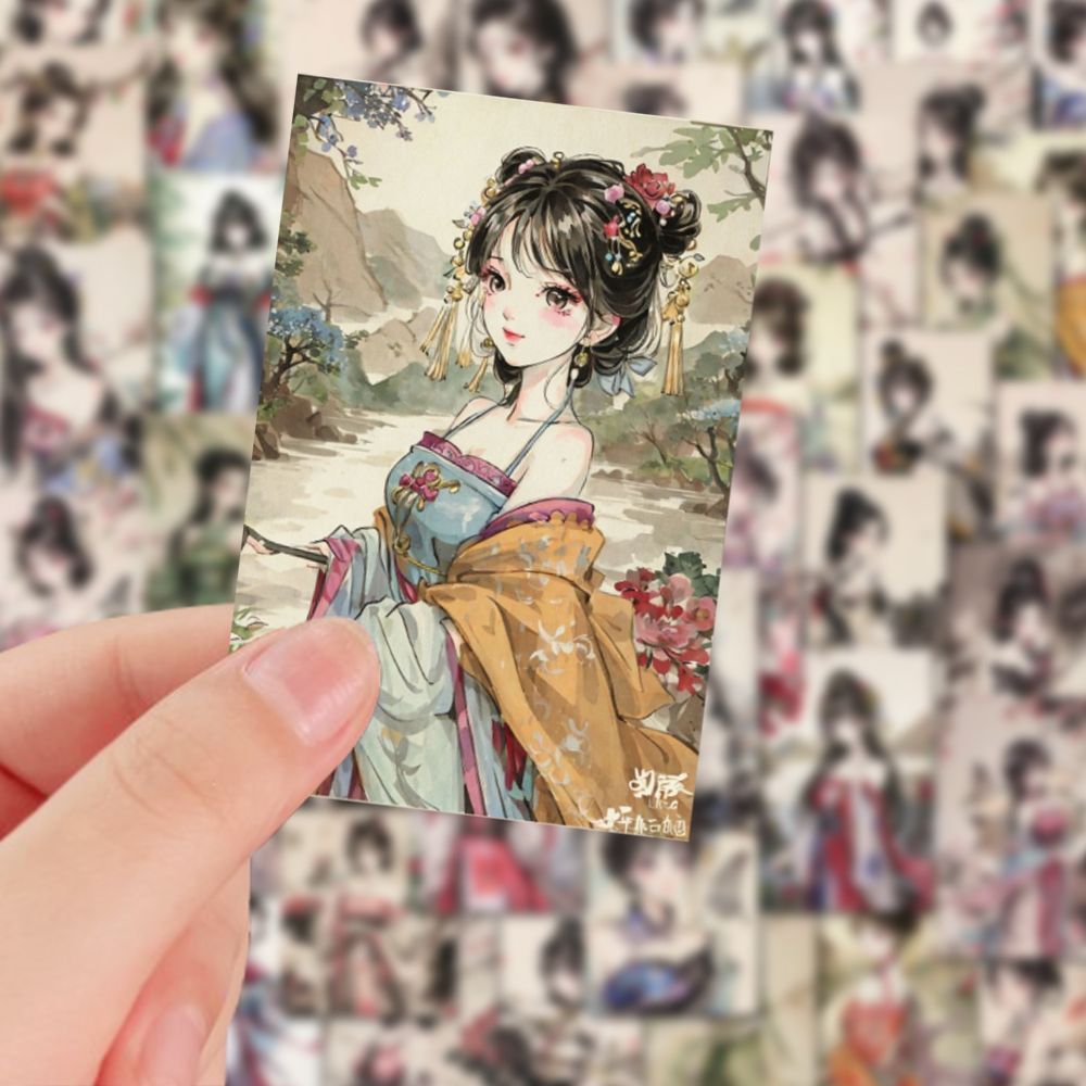 54pcs Ink Painting Girl Stickers for Scrapbooking Arts & Crafts