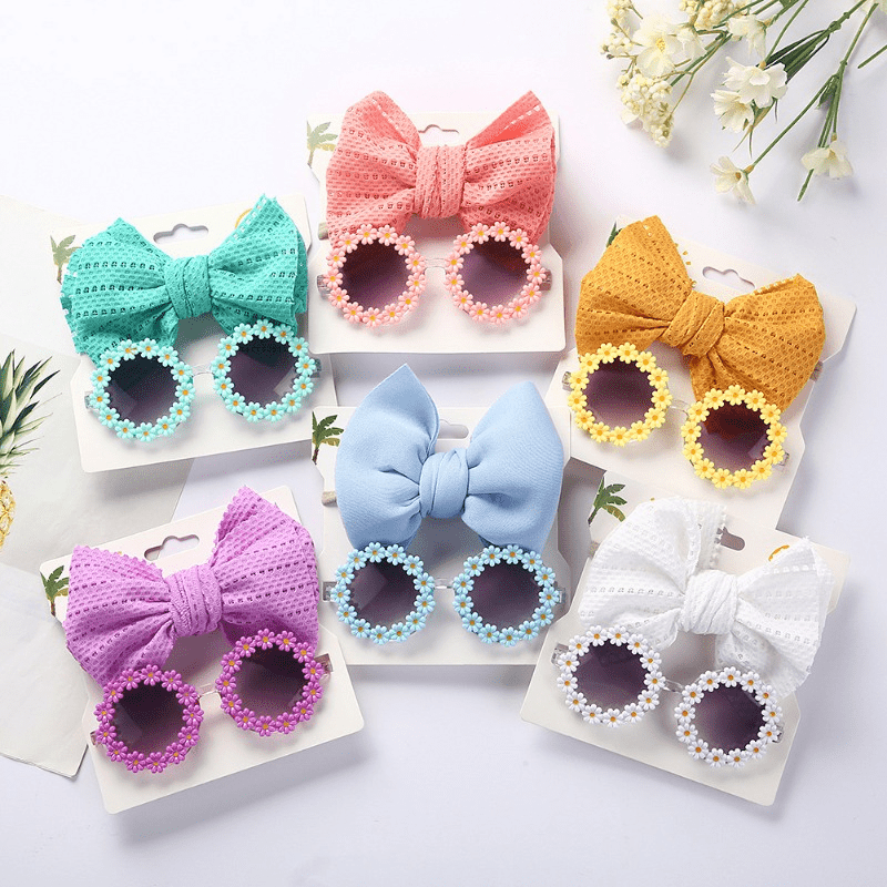 2Pcs Kids Sunglasses Headband Set Baby Sun Glasses Bohemia Beach Seaside