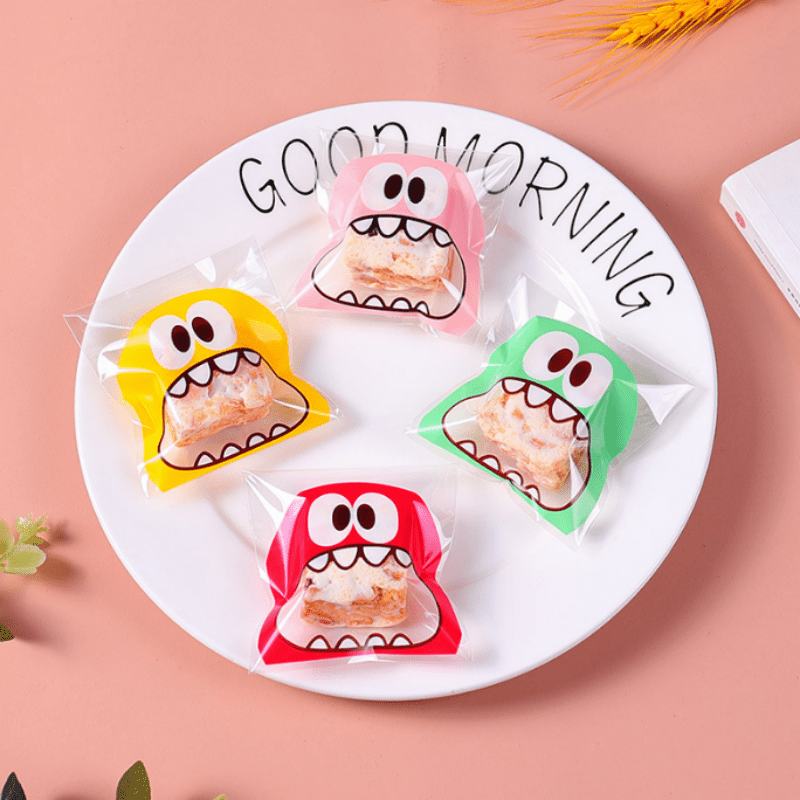 100pcs Monster Cookie Candy Bags for Baking