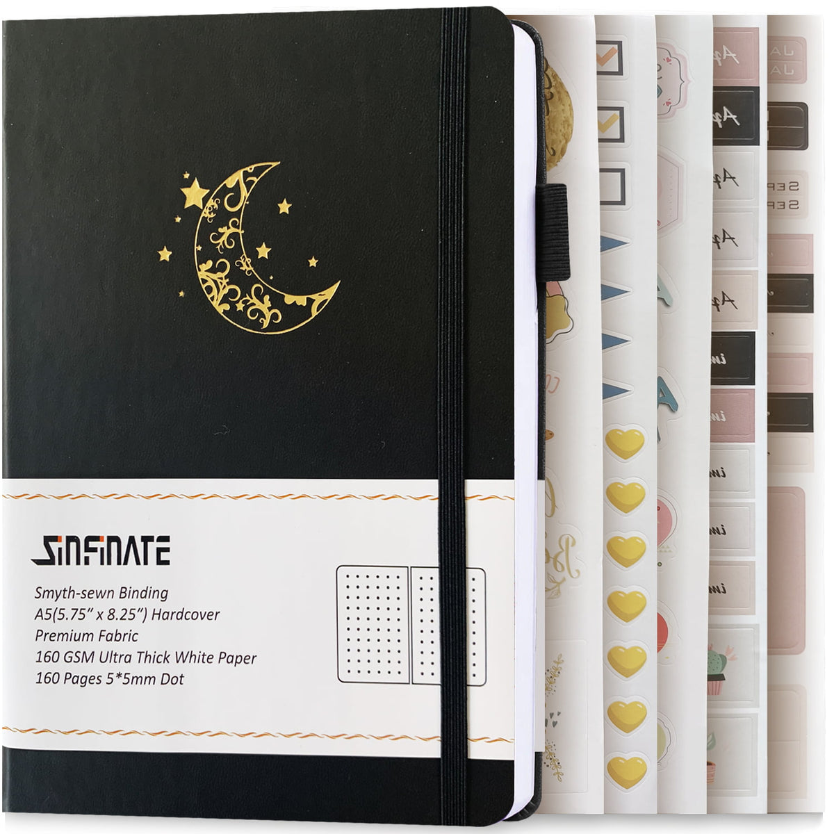Dotted Journal Bullet Notebook Vegan Leather 160Gsm Thick Paper, Inner Pocket
