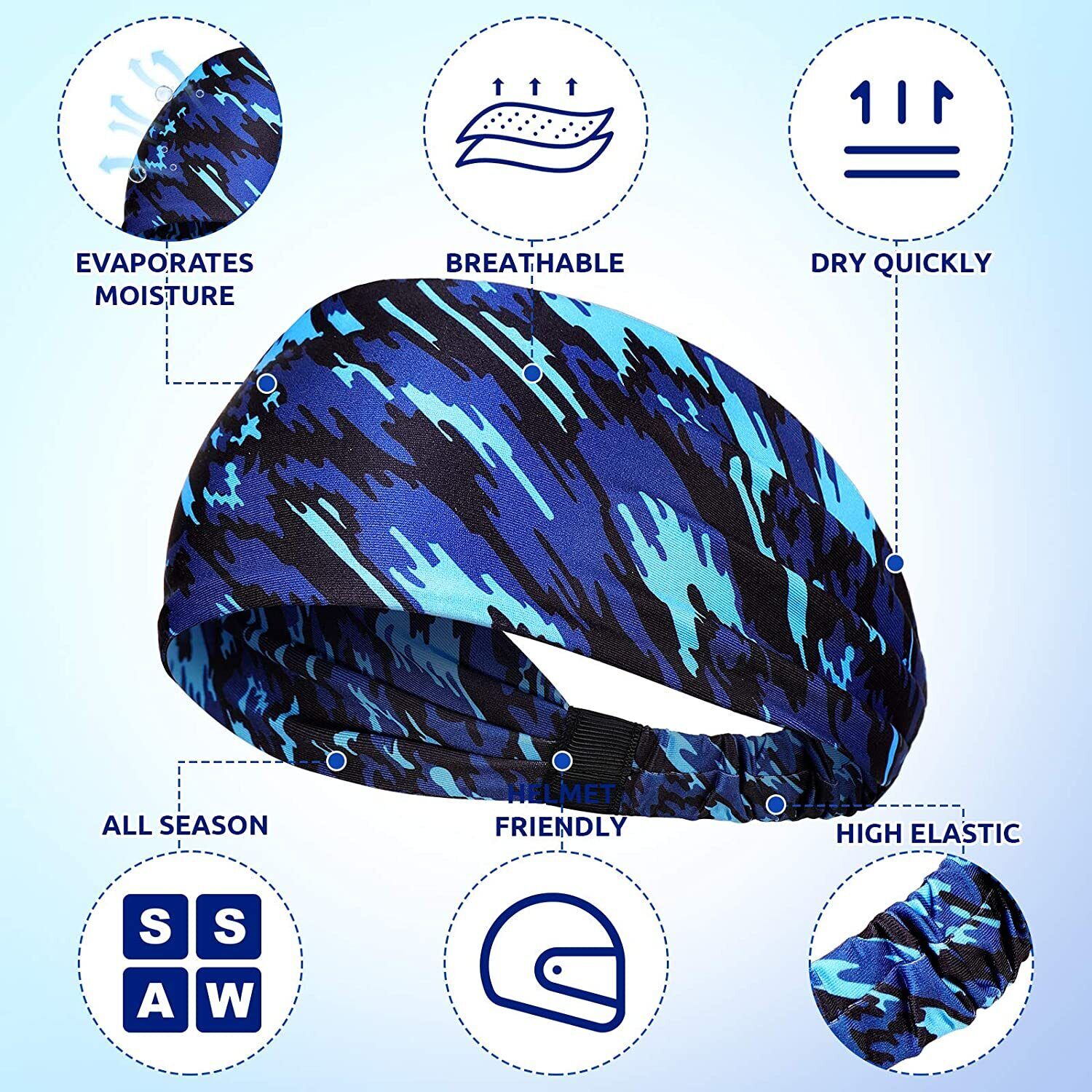 2 Packs Men's Sweat Sweatband Headband for Yoga Running
