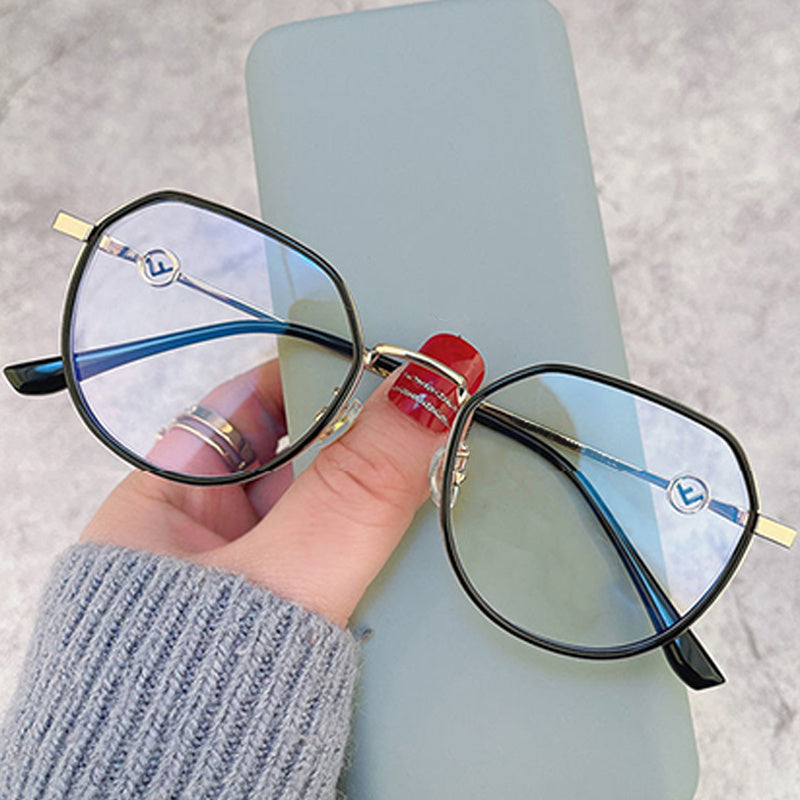 Clear Lens Light Blocking Glasses Metal Frame Anti Eyestrain