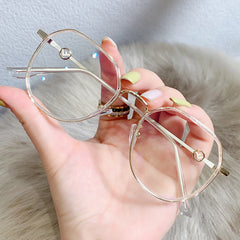 Clear Lens Light Blocking Glasses Metal Frame Anti Eyestrain